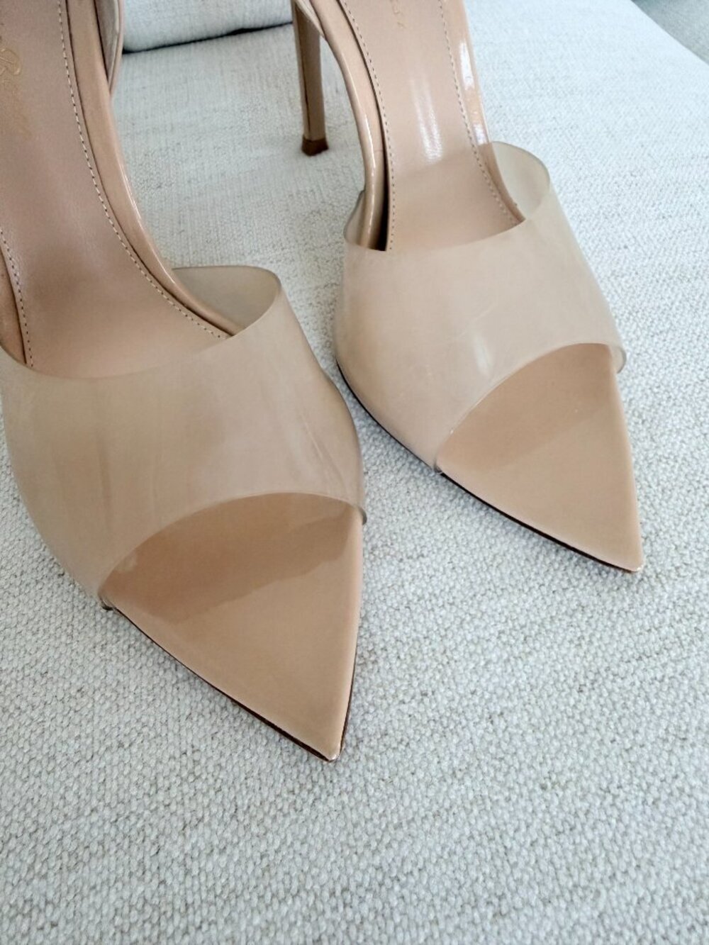 Gianvito Rossi Bree Leather and PVC peep-toe Pumps - Glass Nude - Size 37.5 - Picture 5 of 11